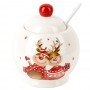 Сахарница с ложкой "Рождественские олени" 9,5*9,5*11см. v=300мл. (керамика) (подарочная упаковка)