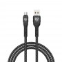 BY Кабель для зарядки Silky microUSB, 1м, Быстрая зарядка 3А, QC, PD 20W, тканевый, черный