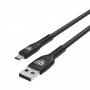 BY Кабель для зарядки Silky microUSB, 1м, Быстрая зарядка 3А, QC, PD 20W, тканевый, черный