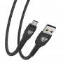 BY Кабель для зарядки Silky microUSB, 1м, Быстрая зарядка 3А, QC, PD 20W, тканевый, черный