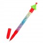 Ручка шариковая синяя, с фигуркой и плавающими блестками"Новогодняя"19см (+-1см), пластик, 4диз.