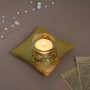 Подсвечник металлический со стеклянным стаканом для одной свечи, 10х10х3 см, арт.2