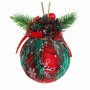 СНОУ БУМ Подвеска рождественский шар с декором из хвои 8 см, пенопласт, пластик