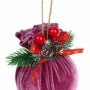 СНОУ БУМ Подвеска шар в вуали с декором из хвои 8 см, сиреневый, пенопласт, пластик