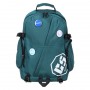 Рюкзак подростковый 47x35x18см, 1 отд., 4 карм., ручка, сетчатая спинка, значки, ПЭ, зеленый
