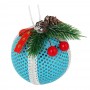 СНОУ БУМ Подвеска шар с декором из хвои 8 см, голубой, пенопласт, пластик