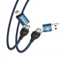 BY Рыжий Кабель для зарядки Diverse 4в1 USB/iP/microUSB/Type-C, 1м,  3А, PD 65W, тканевый, черный