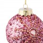 СНОУ БУМ Подвеска шар с декором, 8 см, пластик, текстиль, пурпурный, розовый, шампань, 2  дизайна