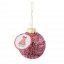 СНОУ БУМ Подвеска шар с декором, 8 см, пластик, текстиль, пурпурный, розовый, шампань, 2  дизайна