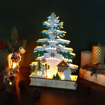 СНОУ БУМ Сувенир в виде елки с LED подсветкой, 22x34x6 см, дерево