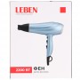 LEBEN Фен, 2200 Вт, 2 скорости, 3 темп. режима, металл, пластик, голубой