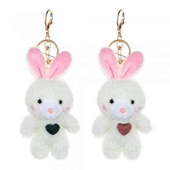 Брелок Кролик нежный с сердечком, полиэстер, полипропиленовый хлопок, 15см, 2 дизайна
