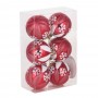 СНОУ БУМ Набор формовых шаров с декором 6шт 6см, красный с белым, пластик