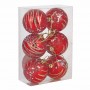 СНОУ БУМ Набор шаров с декором и пайетками 6шт 6см, красный с золотом, пластик