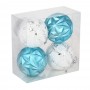 СНОУ БУМ Набор формовых шаров с рисунком 4шт 8см, голубой, белый, пластик
