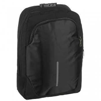 Рюкзак подростковый, 42x29x11см, ПЭ, 2отд,1карм, спинка с эргон.элем,мет.ручка,код.замок,USB,черный