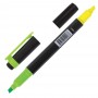 Маркер-выделитель двусторонний желтый и зеленый цвета, линия 1-4 мм, 150841