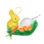 Декор Пасхальный Набор - кролик, яйца, морковка 6пр., 15х14,5см, сизаль, пенопласт, 4 вида