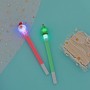 Ручка гелевая с подсветкой наконечники в форме деда мороза и елки, (пластик+ПВХ), 17 см, 2 дизайна