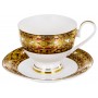 САКСОНИЯ, набор чайный (2) чашка 230мл + блюдце, NEW BONE CHINA, золотой орнамент, подарочная упаковка PVC