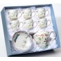 КЛАРИССА, набор чайный (13) 6 чашек 240мл + 6 блюдец + чайник 1250мл, подарочная упаковка с пенопластом и шелком