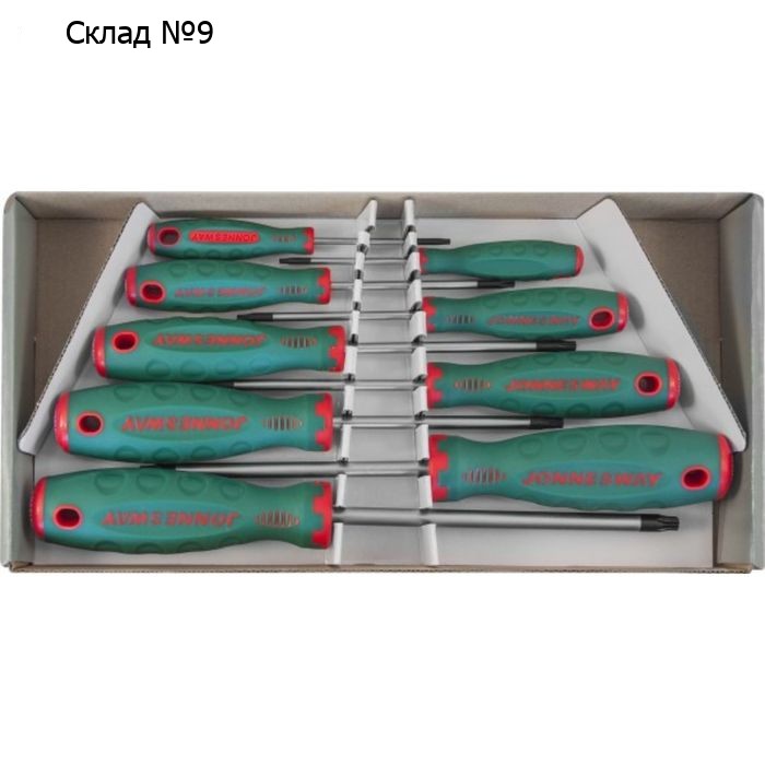 Набор отверток Jonnesway D71T109S, ANTI SLIP TORX T8-T40, 9 предметов