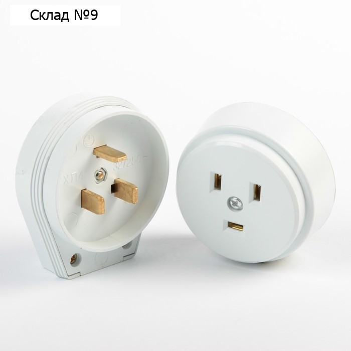 Разъем для плиты Smartbuy РШ-ВШ, 2P+PE, ОУ, 32 А, 250 В, пластик, белый