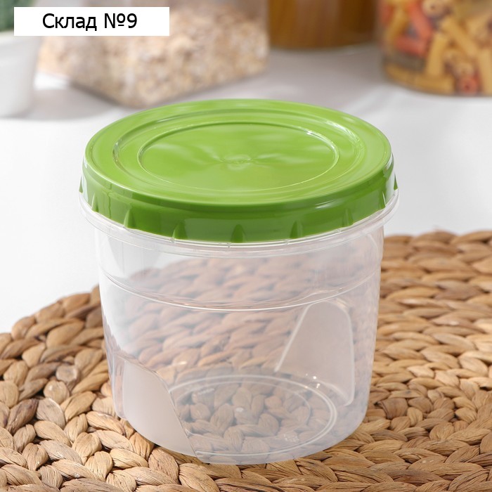 Банка для хранения продуктов, 1 л, пластик, прозрачная, крышка МИКС