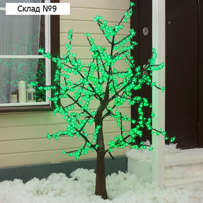Светодиодное дерево «Сакура» 1.8 м, 768 LED, постоянное свечение, 220 В, свечение зелёное