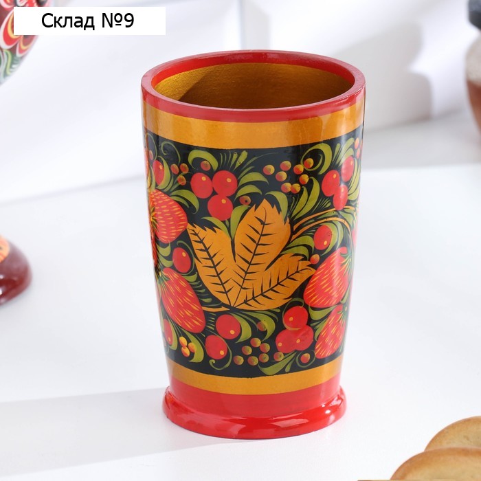 Стакан-карандашница, 12×8 см, хохлома