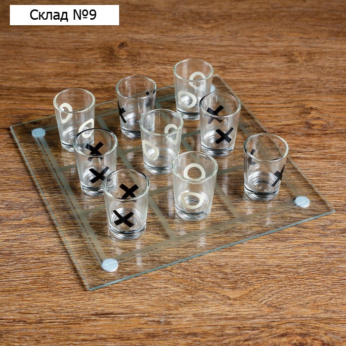 Игра "Пьяные Крестики-нолики", 9 стопок, доска 20 х 20 см
