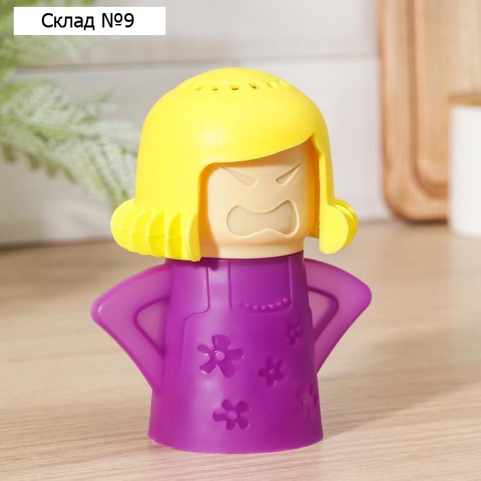 Устройство для чистки микроволновой печи Доляна Angry mama, 10.5×8×13 см, пластик, фиолетовое