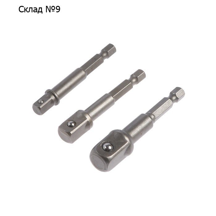 Набор адаптеров для торцевых головок ТУНДРА, сталь CrV, 1/2×75, 3/8 и 1/4" х 65 мм, 3 шт.