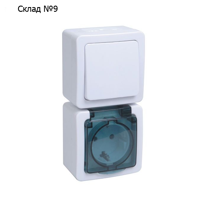 Блок ГЕРМЕС PLUS IEK EBGMP20-K03-31-54-EC, выкл. 1-кл. и розетка, наружный, ОП, IP54