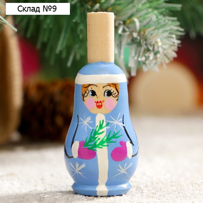 Свистулька из дерева «Снегурочка», 3×7 см, МИКС