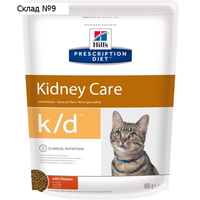 Сухой корм Hill's Prescription Diet k/d для кошек при хронической болезни почек, курица, 400г