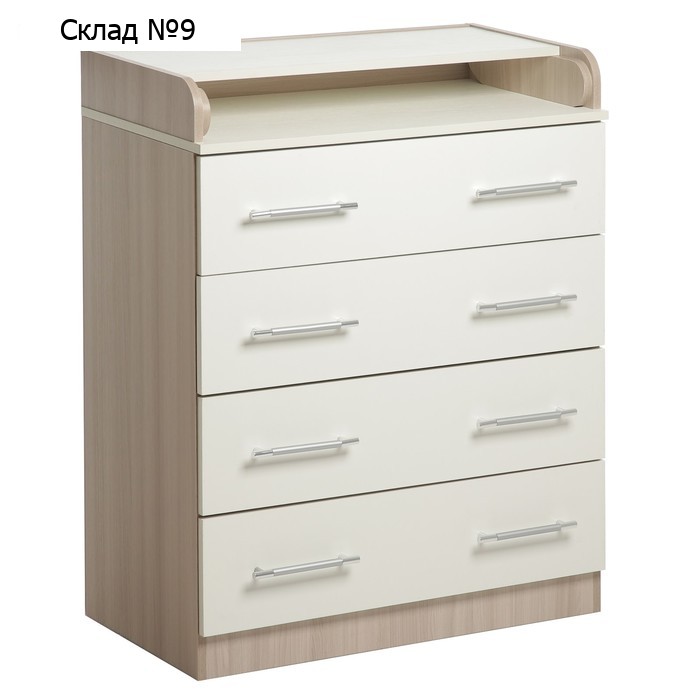 Комод КП-4   4ящ, 1000х800х440(730), Ясень шимо светлый/Белый