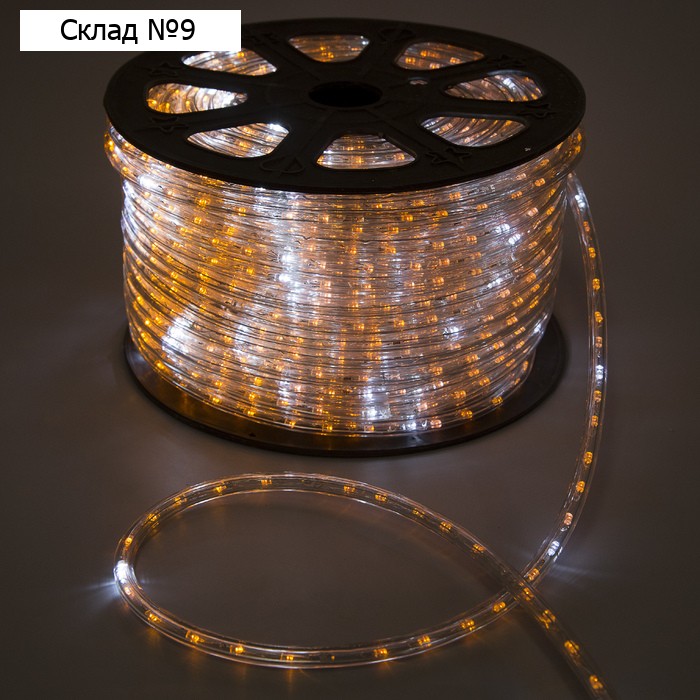 Световой шнур Luazon Lighting 13 мм, IP65, 100 м, 36 LED/м, 220 В, 2W, мерцание, свечение жёлтое