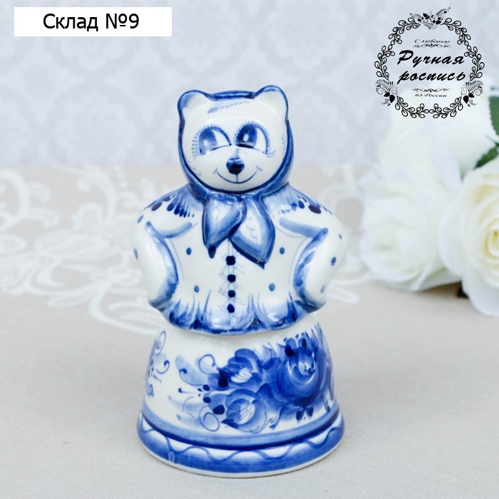 Медовница "Маша", гжель, фарфор, 15х8 см