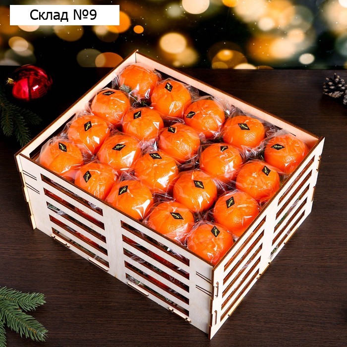 Набор свечей новогодних «Мандарины в ящике», 60 шт., 16.5×33.3×27 см