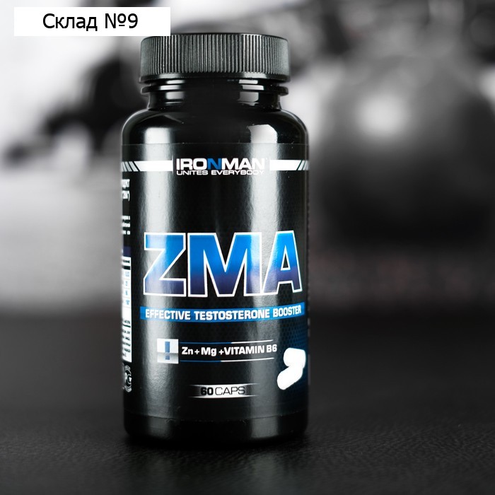 Комплекс ZMA IRONMAN, цинк магний, В6, спортивное питание, 60 капсул