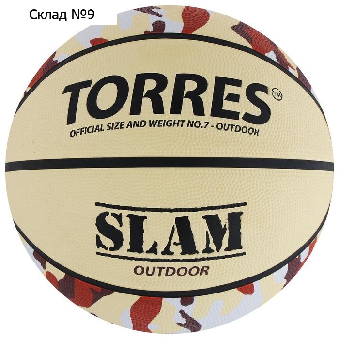 Баскетбольный мяч TORRES Slam, B00067, клееный, 8 панелей, р. 7, резина