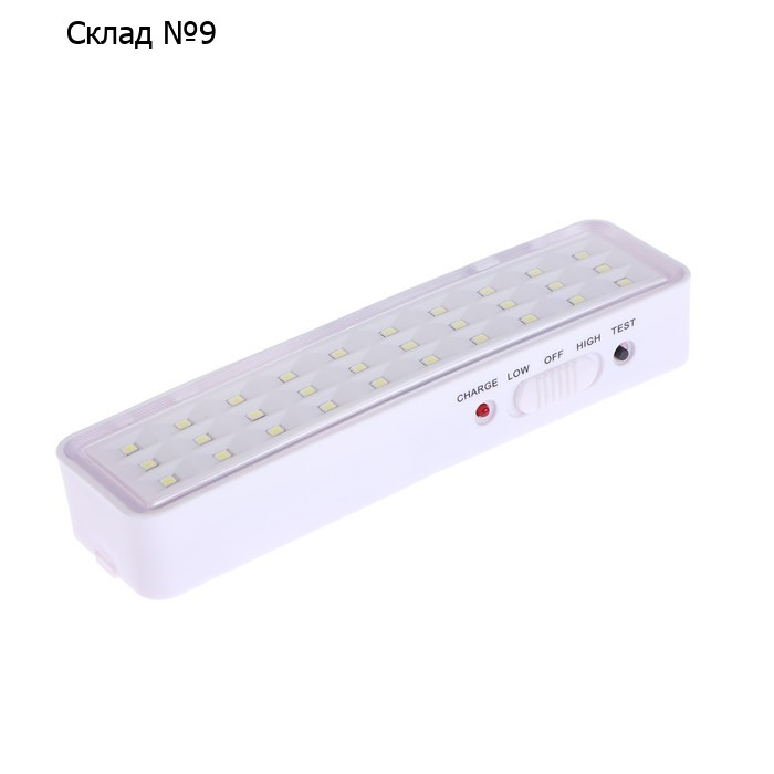Светильник аварийный светодиодный, 30 LED, 3 Вт, AC/DC, 220 В, аккум. Lead Acid, белый