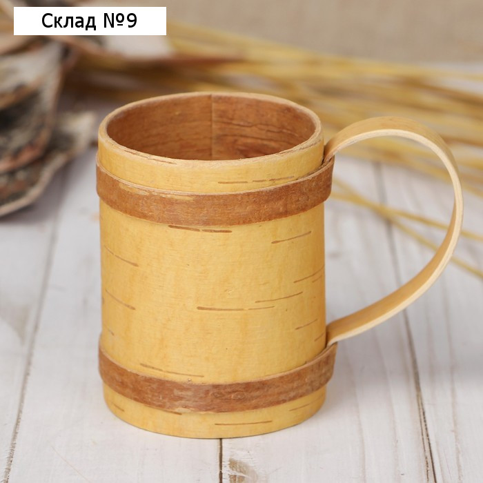 Кружка средняя, 6×6×7,5 см, 150 мл, береста