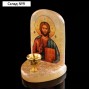 Икона «Иисус Господь Вседержитель», с подсвечником, селенит