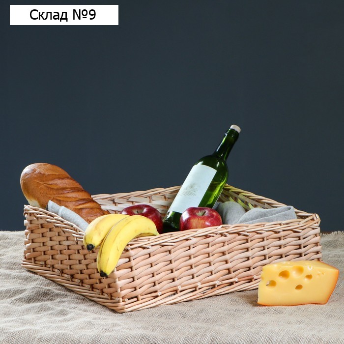 Лоток плетеный из лозы, 45 х 40 х 12 см