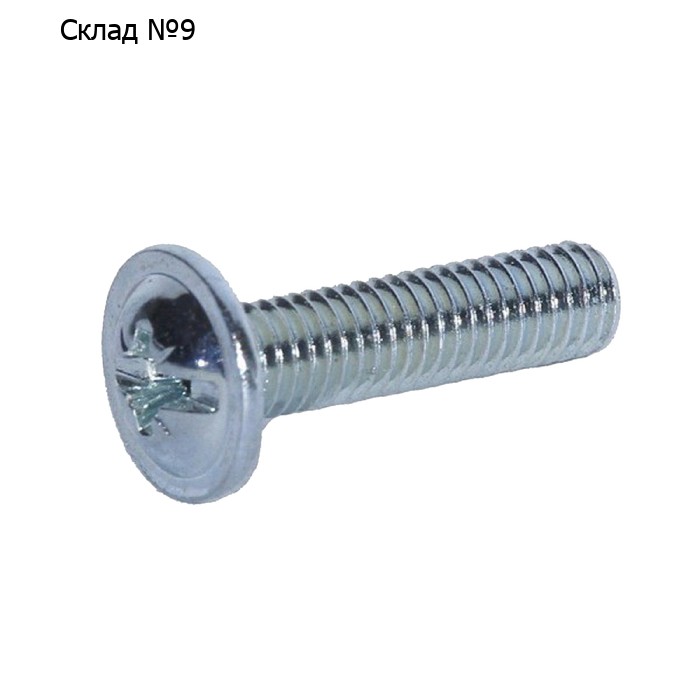 Винт Steelrex, с полукруглой головкой, с прессшайбой, оцинкованный, DIN967, М4х25 мм, 1000 шт   4917