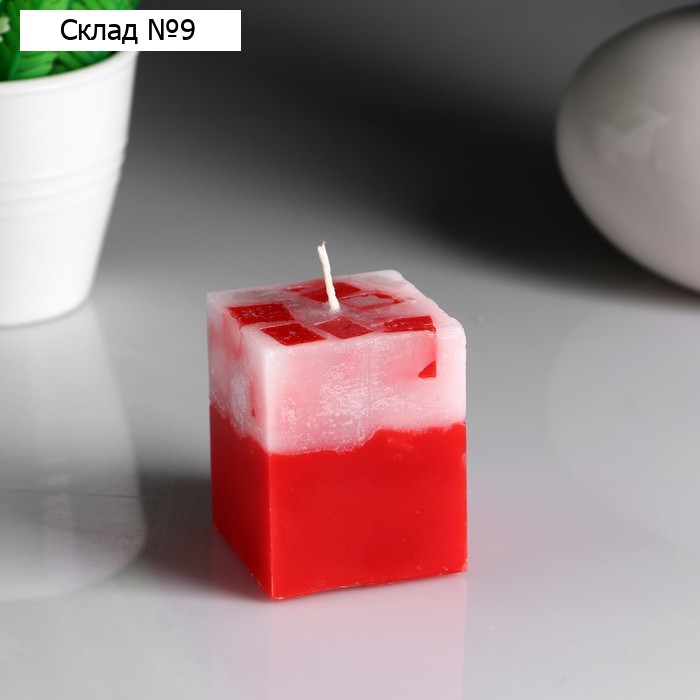 Свеча- куб с мозаикой "Клубника" ароматическая, 5×6 см