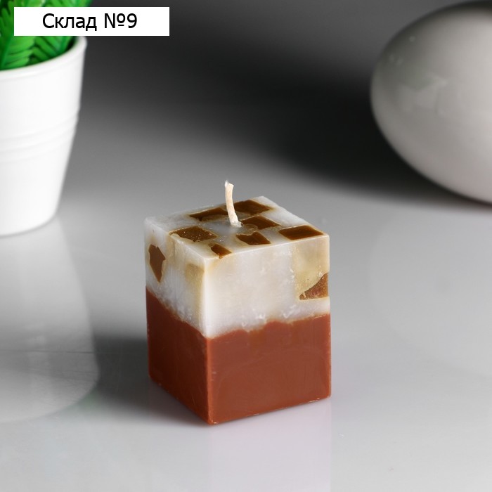 Свеча- куб с мозаикой "Корица" ароматическая, 5×6 см