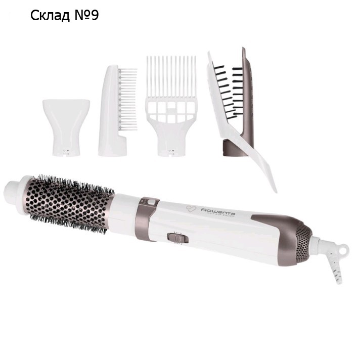 Фен-щётка Rowenta CF7830F0, 1200 Вт, 2 скорости, 2 темперт, 5 насадок, ионизация, керамика